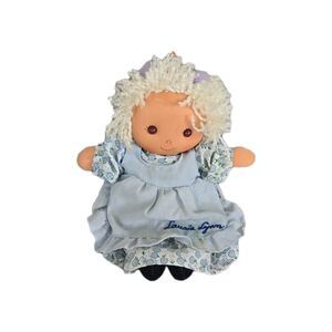 VTG Kamar Laurie Lynn 8" Rag Doll Blonde Yarn Hair Blue Dress Apron Bloomers Joy